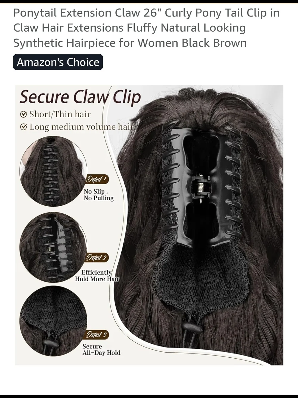 Natural Wave Long Women's Hairpiece - Dark Brown